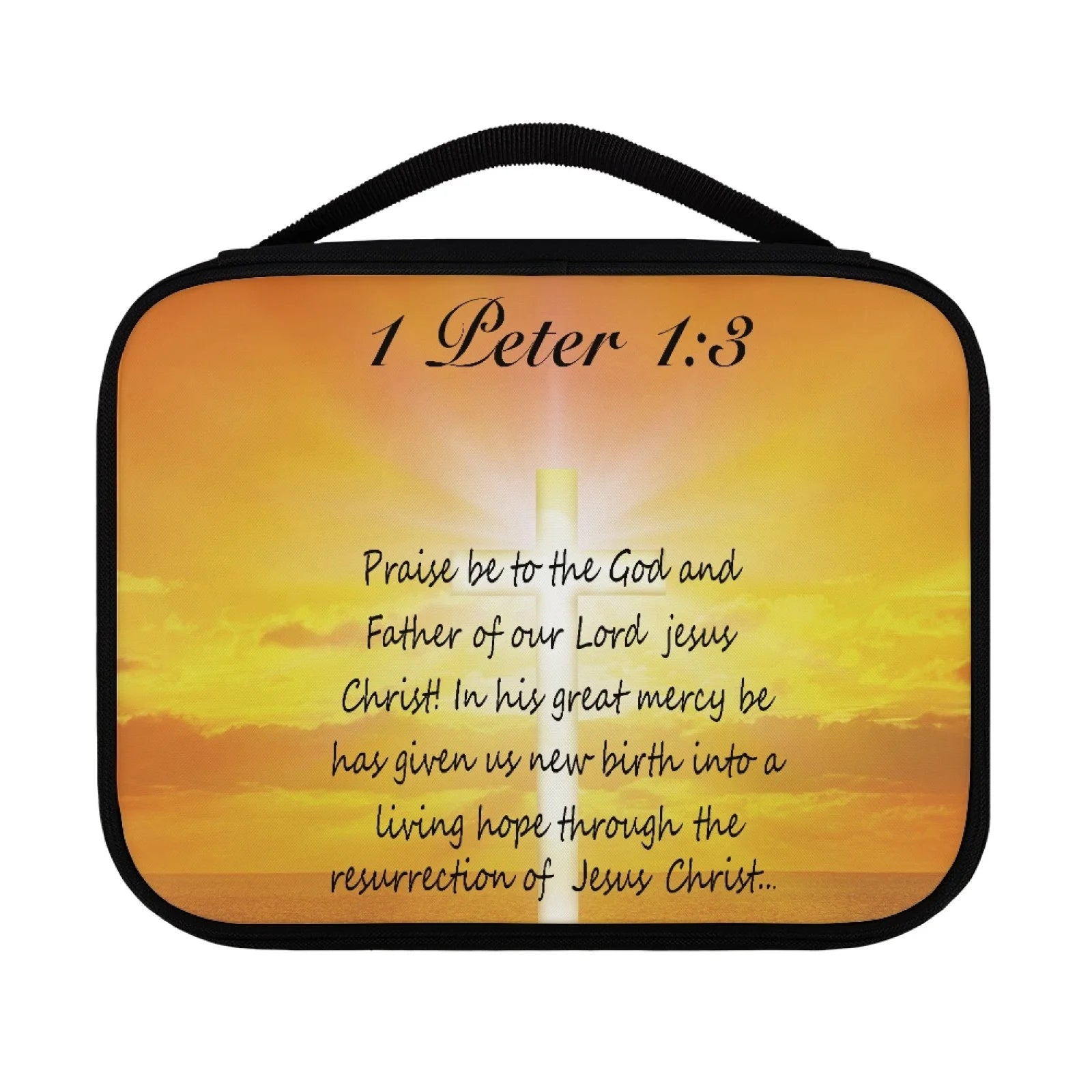 Print Cross and Psalm Text Bible Covers for Men Book Carrying Case Travel Bible Case Organizer with Handle for Easy Carrying