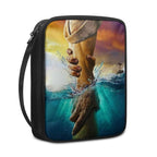 Print Cross and Psalm Text Bible Covers for Men Book Carrying Case Travel Bible Case Organizer with Handle for Easy Carrying