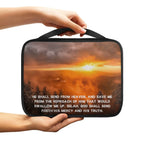 Print Cross and Psalm Text Bible Covers for Men Book Carrying Case Travel Bible Case Organizer with Handle for Easy Carrying