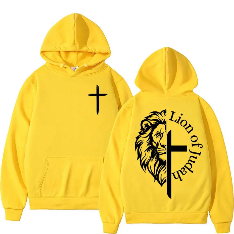 Lion of Judah Aesthetic Christian Religious Hoodie Men Harajuku Y2K Streetwear Sweatshirt Jesus Unisex Oversized Hoody Pullovers
