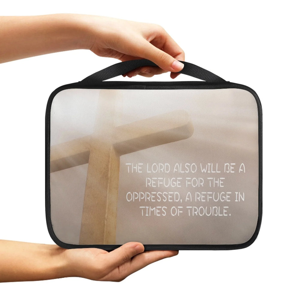 Print Cross and Psalm Text Bible Covers for Men Book Carrying Case Travel Bible Case Organizer with Handle for Easy Carrying