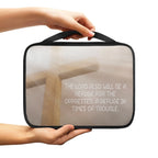 Print Cross and Psalm Text Bible Covers for Men Book Carrying Case Travel Bible Case Organizer with Handle for Easy Carrying