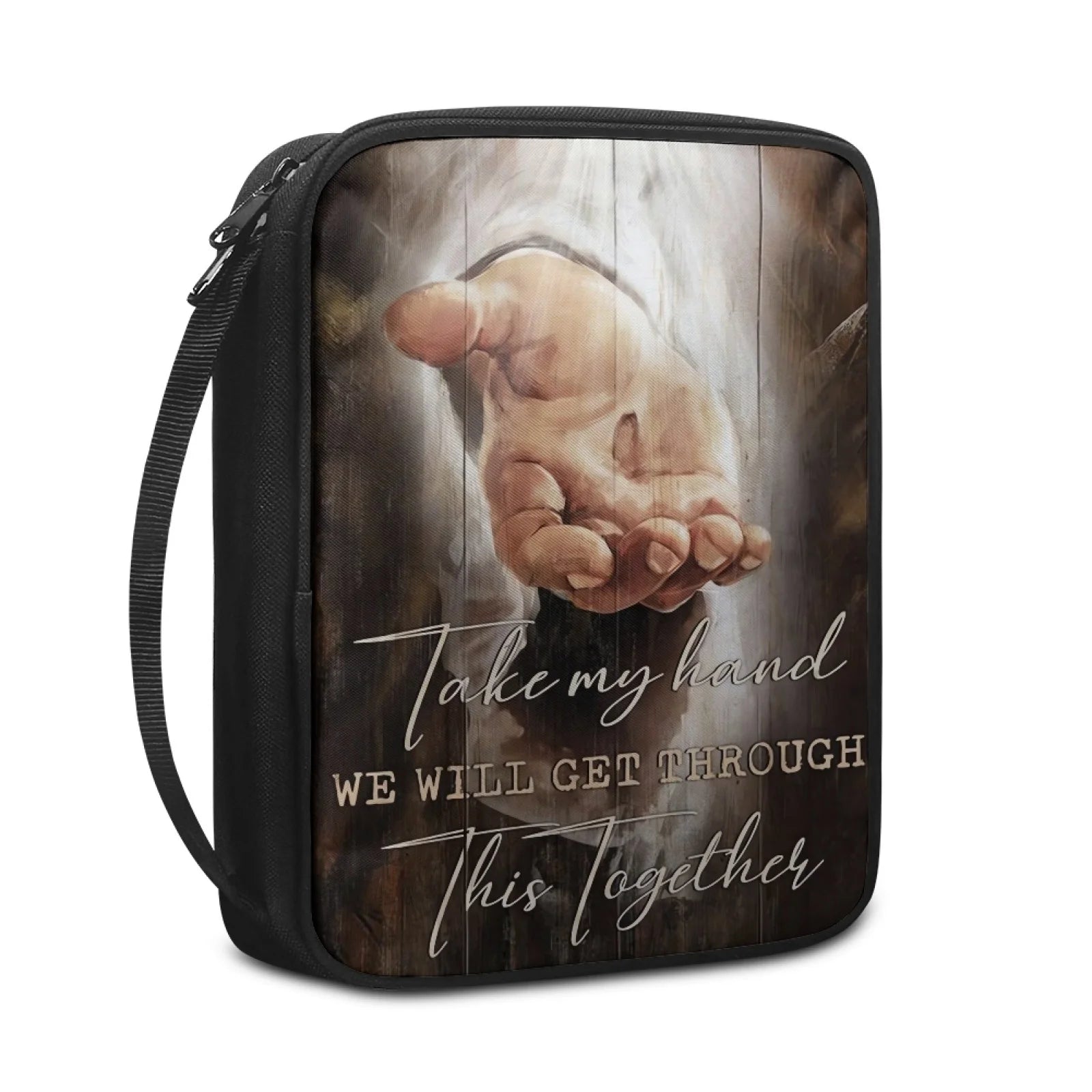 Print Cross and Psalm Text Bible Covers for Men Book Carrying Case Travel Bible Case Organizer with Handle for Easy Carrying