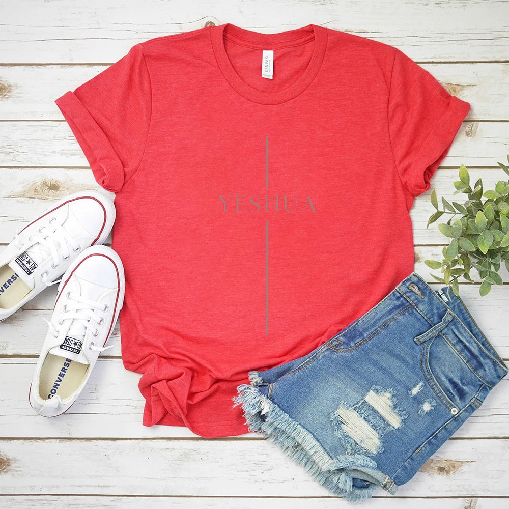 Vintage Yeshua T Shirt Christian Shirts Cool Christian Tshirt Jesus Shirt Faith T-Shirt Unisex Short Sleeves Casual Tops