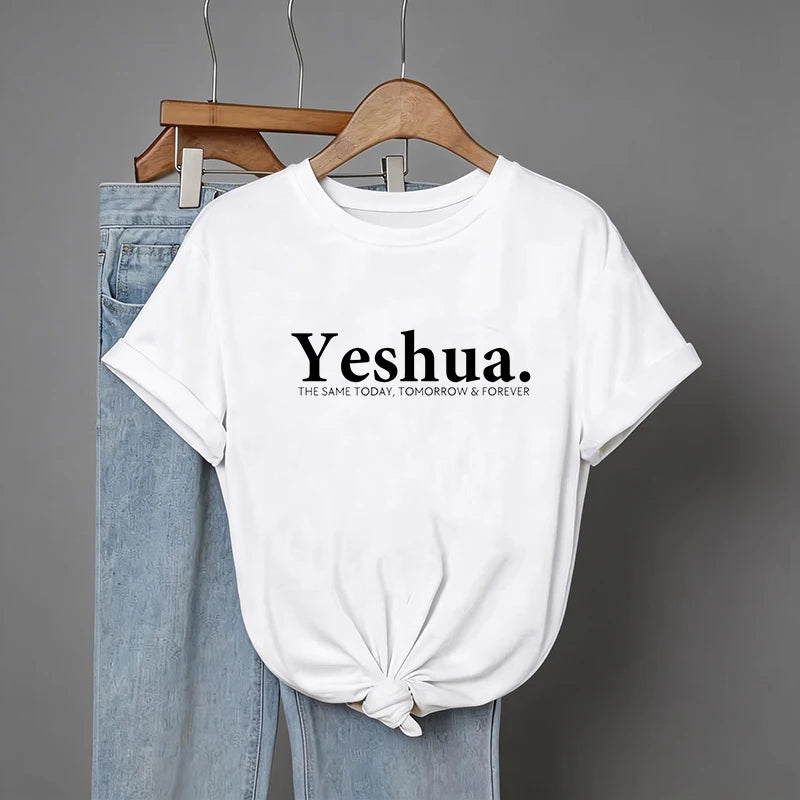 Casual Graphic Crew Neck Tees Tops Women'S 90S Y2K Vintage Tshirt Clothes Women Yeshua Letter Print Gothic Short Sleeve T Shirt