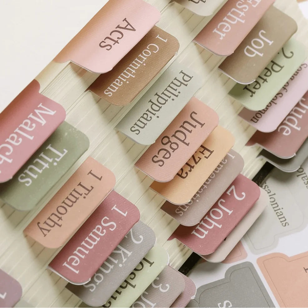 5Pcs/75Tabs Boho Theme Laminated Bible Tabs – Colorful Index Tabs for Bible Study, Scripture Organization, and Easy Navigation