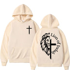 Lion of Judah Aesthetic Christian Religious Hoodie Men Harajuku Y2K Streetwear Sweatshirt Jesus Unisex Oversized Hoody Pullovers