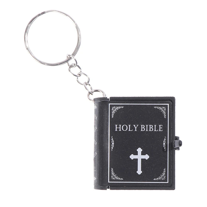 Special Mini Holy Bible Keychain English Religious Miniature Paper Spiritual Christian Jesus Cover Keyring Gift