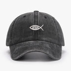 Embroidered JESUS FISH Design Men Women Wash Cotton Soft Baseball Caps Adjustable Dad Duck Tongue Cap