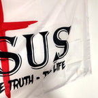 Jesus the Way Truth Life Christian Flag 3X5 Feet Indoor Outdoor Faith over Fear Religious Banner for Bedroom Church Garden Decor