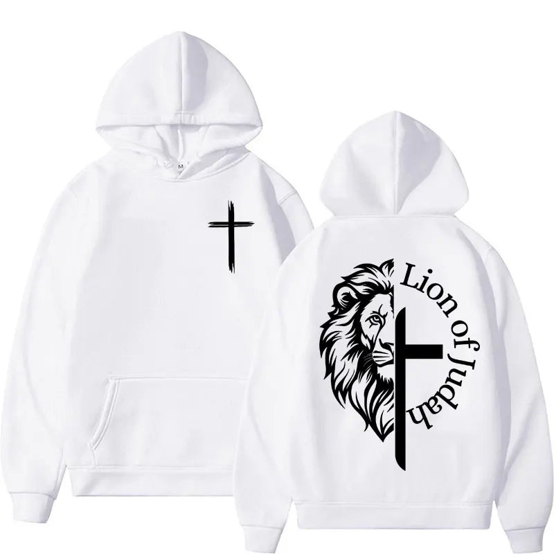 Lion of Judah Aesthetic Christian Religious Hoodie Men Harajuku Y2K Streetwear Sweatshirt Jesus Unisex Oversized Hoody Pullovers