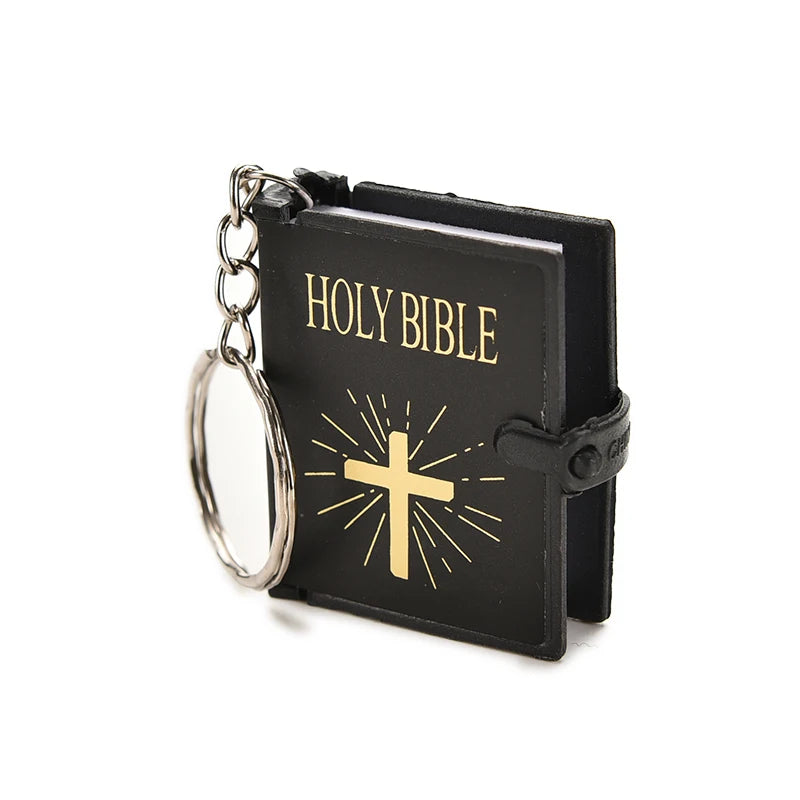 Special Mini Holy Bible Keychain English Religious Miniature Paper Spiritual Christian Jesus Cover Keyring Gift
