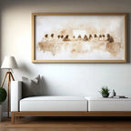 1Pc the Last Supper Minimalist Beige Canvas Print, Frameless Abstract Wall Art Christian Faith Decor for Living Room Bedroom
