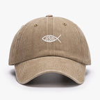Embroidered JESUS FISH Design Men Women Wash Cotton Soft Baseball Caps Adjustable Dad Duck Tongue Cap