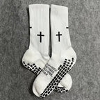 Sports Casual Socks Cross Printed Non Slip Football Socks Professional Outdoor Game Training Socks Breathable Comfortable Socks