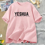 Vintage Yeshua Christian T-Shirt Women Faith Tshirt Jesus Cotton Short Sleeve Letter Print T Shirt Unisex Streetwear God Tops