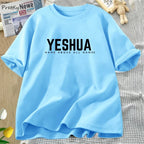 Vintage Yeshua Christian T-Shirt Women Faith Tshirt Jesus Cotton Short Sleeve Letter Print T Shirt Unisex Streetwear God Tops