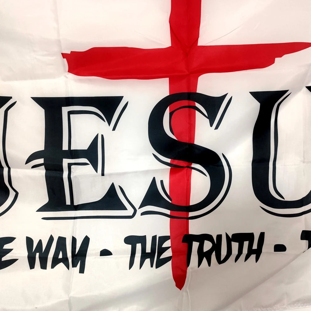 Jesus the Way Truth Life Christian Flag 3X5 Feet Indoor Outdoor Faith over Fear Religious Banner for Bedroom Church Garden Decor
