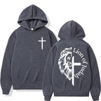 Lion of Judah Aesthetic Christian Religious Hoodie Men Harajuku Y2K Streetwear Sweatshirt Jesus Unisex Oversized Hoody Pullovers