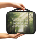 Print Cross and Psalm Text Bible Covers for Men Book Carrying Case Travel Bible Case Organizer with Handle for Easy Carrying