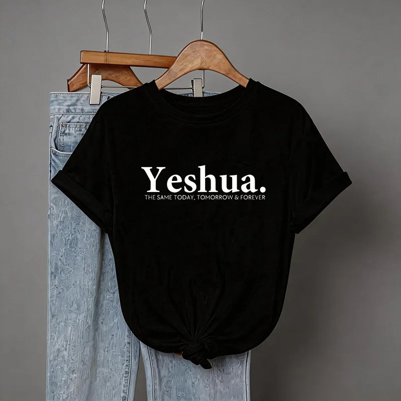 Casual Graphic Crew Neck Tees Tops Women'S 90S Y2K Vintage Tshirt Clothes Women Yeshua Letter Print Gothic Short Sleeve T Shirt