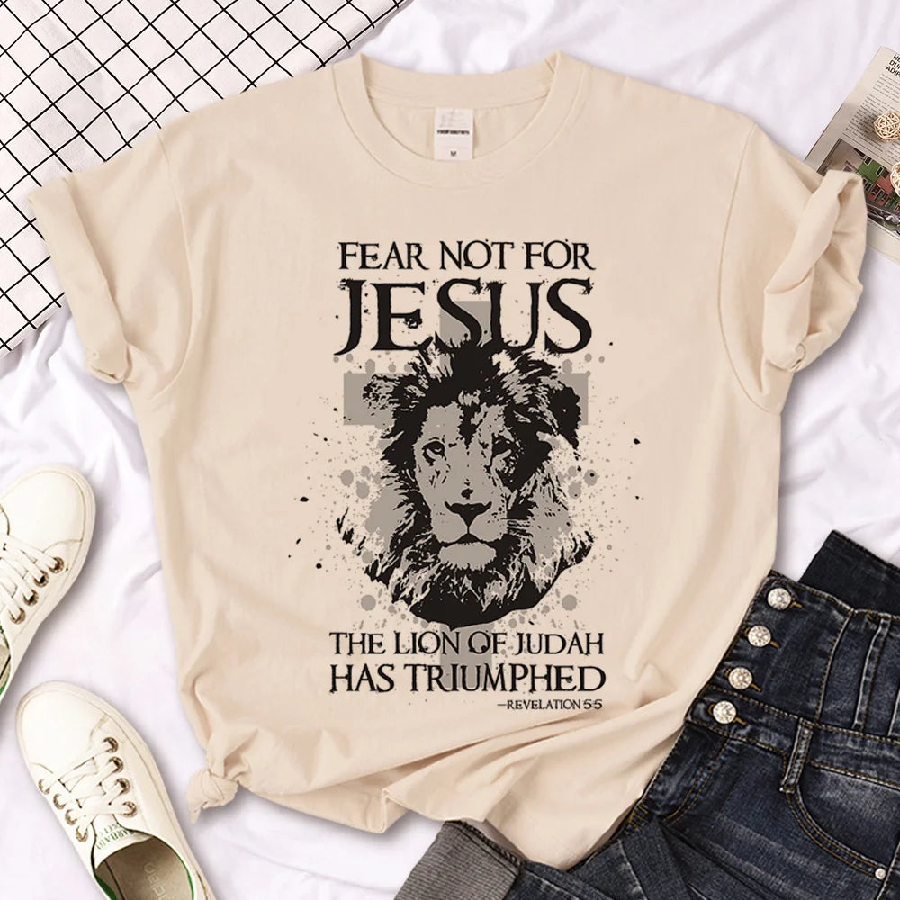 Bible Faith Jesus T Shirt Women Japanese Tee Girl Manga Designer Streetwear Clothing