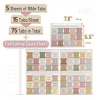 5Pcs/75Tabs Boho Theme Laminated Bible Tabs – Colorful Index Tabs for Bible Study, Scripture Organization, and Easy Navigation