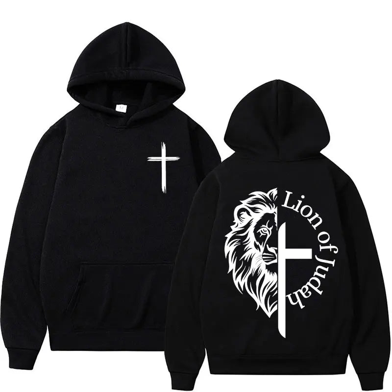 Lion of Judah Aesthetic Christian Religious Hoodie Men Harajuku Y2K Streetwear Sweatshirt Jesus Unisex Oversized Hoody Pullovers