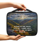 Print Cross and Psalm Text Bible Covers for Men Book Carrying Case Travel Bible Case Organizer with Handle for Easy Carrying