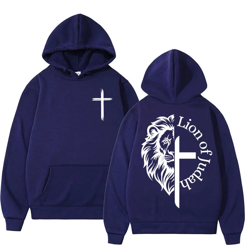 Lion of Judah Aesthetic Christian Religious Hoodie Men Harajuku Y2K Streetwear Sweatshirt Jesus Unisex Oversized Hoody Pullovers