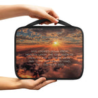 Print Cross and Psalm Text Bible Covers for Men Book Carrying Case Travel Bible Case Organizer with Handle for Easy Carrying