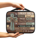 Print Cross and Psalm Text Bible Covers for Men Book Carrying Case Travel Bible Case Organizer with Handle for Easy Carrying