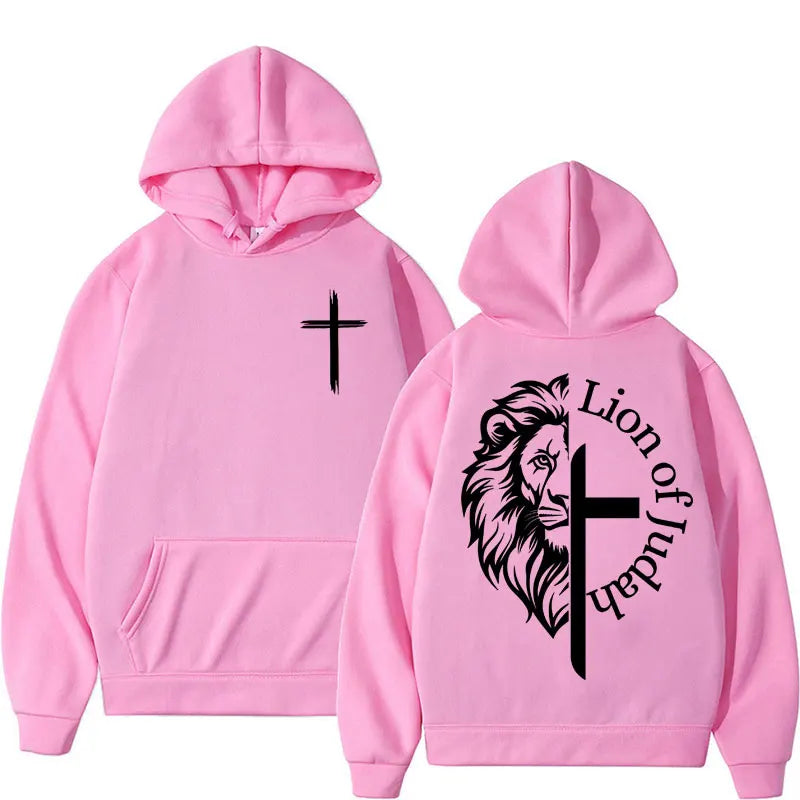Lion of Judah Aesthetic Christian Religious Hoodie Men Harajuku Y2K Streetwear Sweatshirt Jesus Unisex Oversized Hoody Pullovers