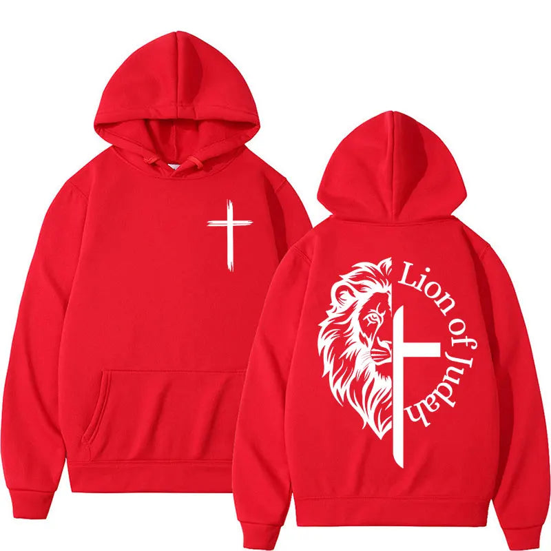 Lion of Judah Aesthetic Christian Religious Hoodie Men Harajuku Y2K Streetwear Sweatshirt Jesus Unisex Oversized Hoody Pullovers