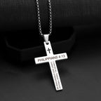 Christian Bible Verse Cross Pendant Necklace Stainless Steel Religious Scripture Prayer Jewelry Gifts