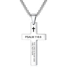Christian Bible Verse Cross Pendant Necklace Stainless Steel Religious Scripture Prayer Jewelry Gifts