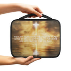 Print Cross and Psalm Text Bible Covers for Men Book Carrying Case Travel Bible Case Organizer with Handle for Easy Carrying