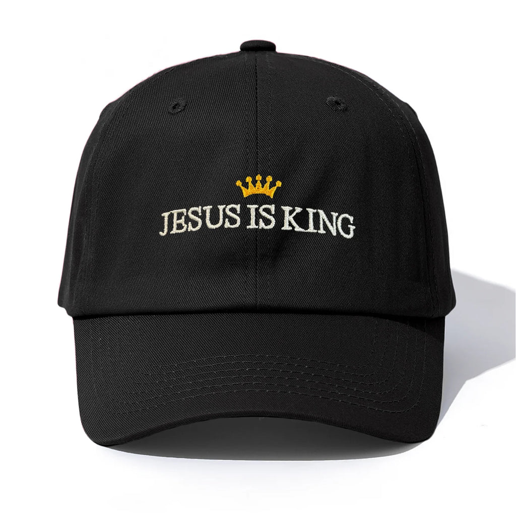 1Pc JESUS IS KING Embroidery Baseball Cap for Adults,Minimalist Retro Style Casual Soft Adjustable Dad Hat,Perfect as Gift