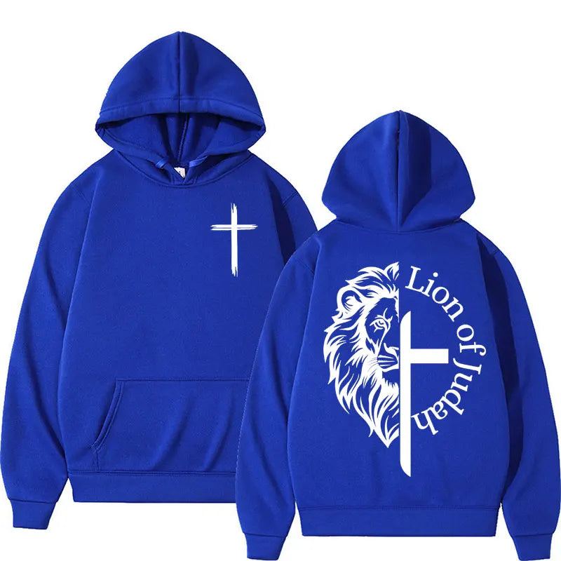 Lion of Judah Aesthetic Christian Religious Hoodie Men Harajuku Y2K Streetwear Sweatshirt Jesus Unisex Oversized Hoody Pullovers