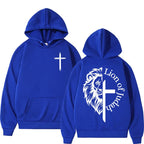 Lion of Judah Aesthetic Christian Religious Hoodie Men Harajuku Y2K Streetwear Sweatshirt Jesus Unisex Oversized Hoody Pullovers