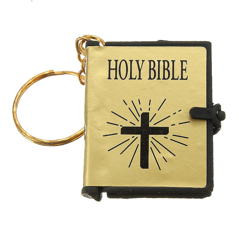 Special Mini Holy Bible Keychain English Religious Miniature Paper Spiritual Christian Jesus Cover Keyring Gift