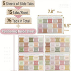 5Pcs/75Tabs Boho Theme Laminated Bible Tabs – Colorful Index Tabs for Bible Study, Scripture Organization, and Easy Navigation