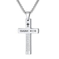 Christian Bible Verse Cross Pendant Necklace Stainless Steel Religious Scripture Prayer Jewelry Gifts