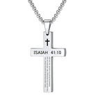 Christian Bible Verse Cross Pendant Necklace Stainless Steel Religious Scripture Prayer Jewelry Gifts