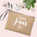 Jesus Faith Cross Print Christian Linen Wristlet Clutch Bag Beach Vacation Handbag Travel Wash Organizer Case Makeup Bags Gifts