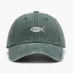 Embroidered JESUS FISH Design Men Women Wash Cotton Soft Baseball Caps Adjustable Dad Duck Tongue Cap