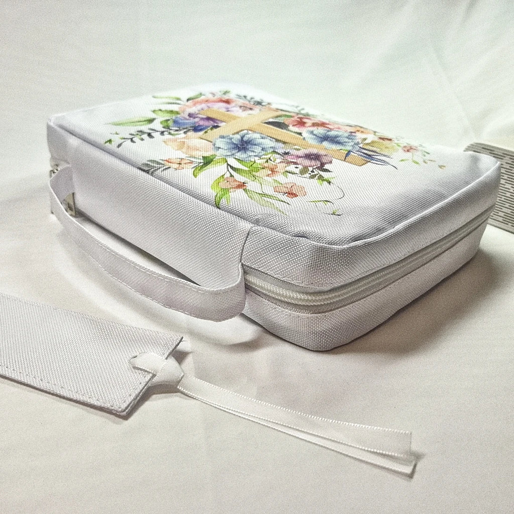 Bible Cover, Floral Bible Case with Handle & Pocket, Bible Book Case Carrying Organizer Bag with Bookmark, for Girls Catholic