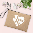 Jesus Faith Cross Print Christian Linen Wristlet Clutch Bag Beach Vacation Handbag Travel Wash Organizer Case Makeup Bags Gifts