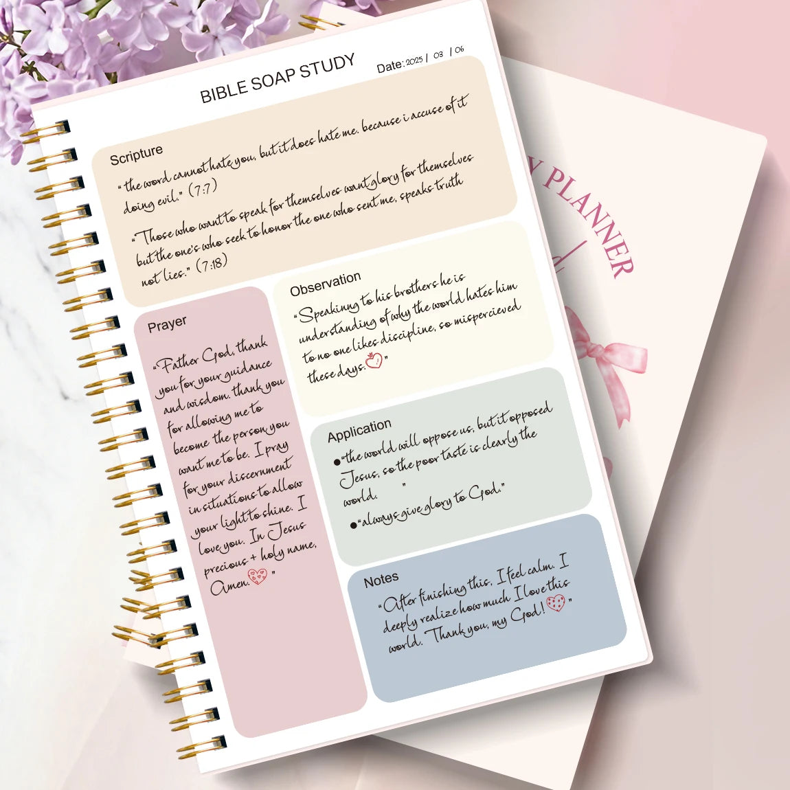 Christian Bible Study Journal Notebook with SOAP Method, Floral Spiral Prayer Devotional Book, Scripture Gift for Women