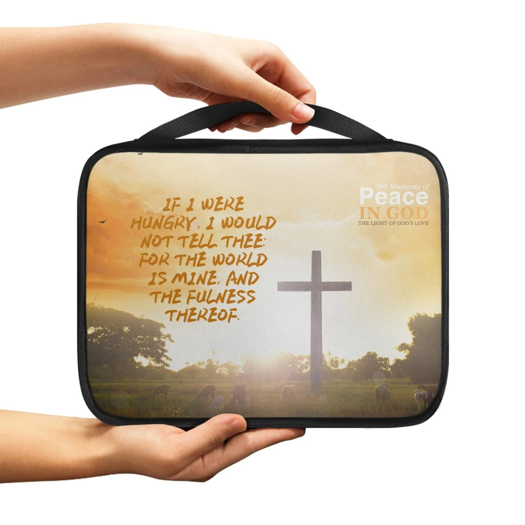 Print Cross and Psalm Text Bible Covers for Men Book Carrying Case Travel Bible Case Organizer with Handle for Easy Carrying